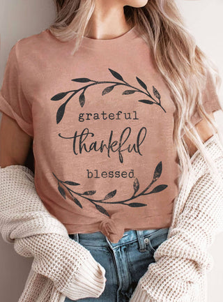 GRATEFUL THANKFUL BLESSED GRAPHIC TSHIRTS