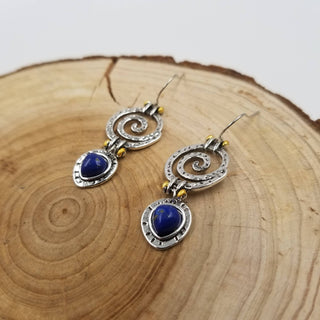 Vintage Silver Natural Lapis Lazuli Earrings