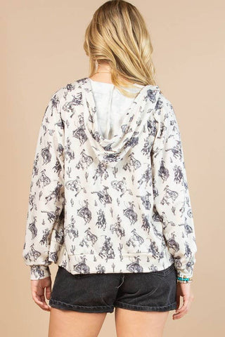 CHLOE BUCKING HORSES PRINT OPEN FRONT ZIPPER