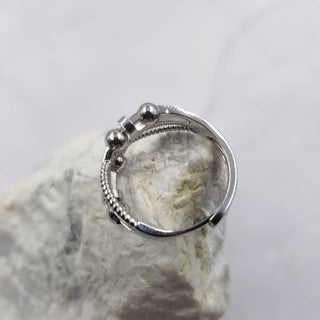 Silver Beads Adjustable Anxiety Ring