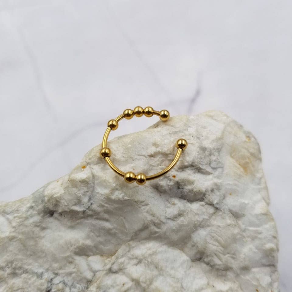 Stainless Steel Bead Fidget Spinner Rings