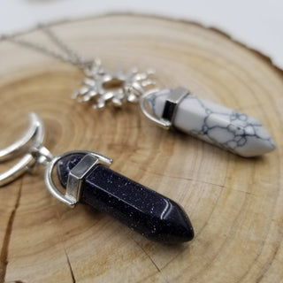 Natural Healing Stone Pendant Necklace - Set Of 2