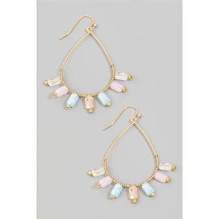 Rectangle Rhinestone Beaded Tear Dangle Earrings