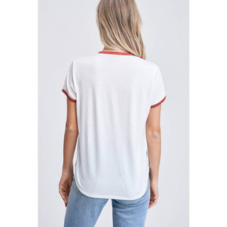 CLEARANCE Howdy print ringer band short sleeve top
