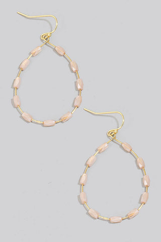 Faceted Glass Tube Beaded Tear Dangle Earrings