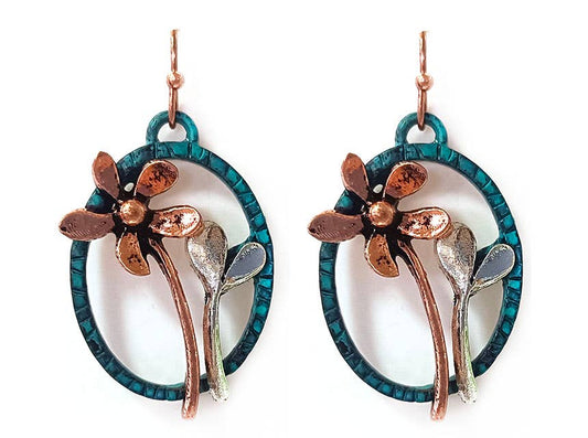 Flowers in Oval Earrings - Multipatina
