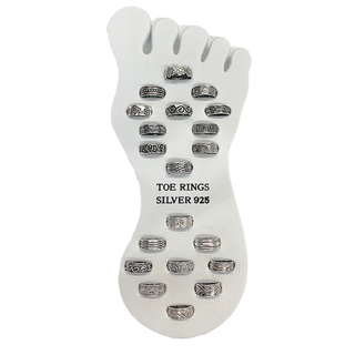 Sterling Silver Band Mixed Design Toe Ring