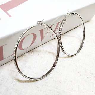 Gold or Silver Stone Hoop Earrings with diamond accents