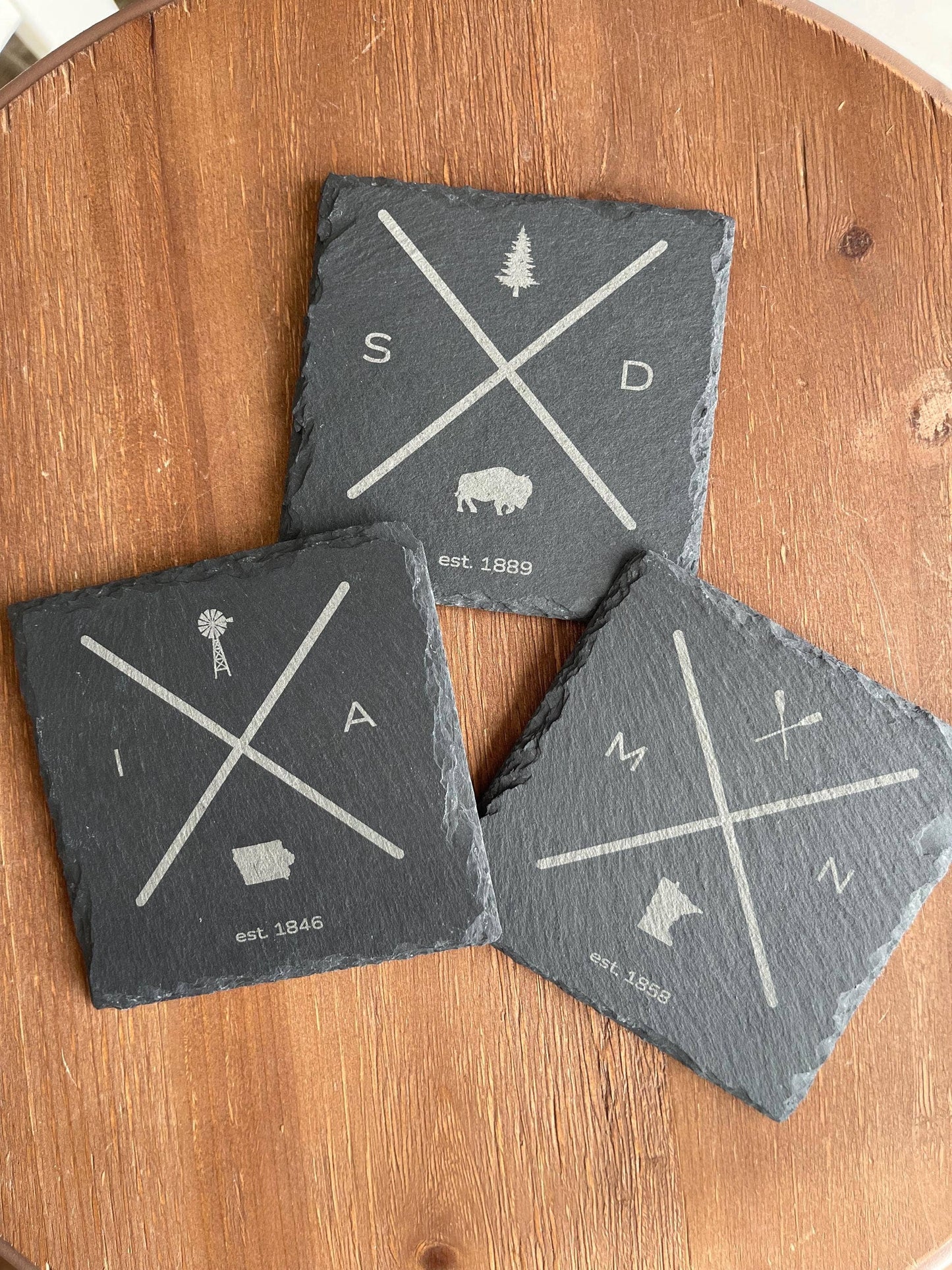 South Dakota Slate Coaster | Engraved Rock Coaster