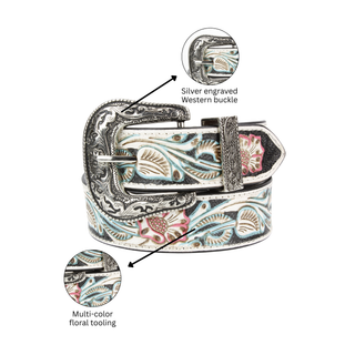 Cowgirl Floral Tooled Western Leather Belt ABB 38 1012