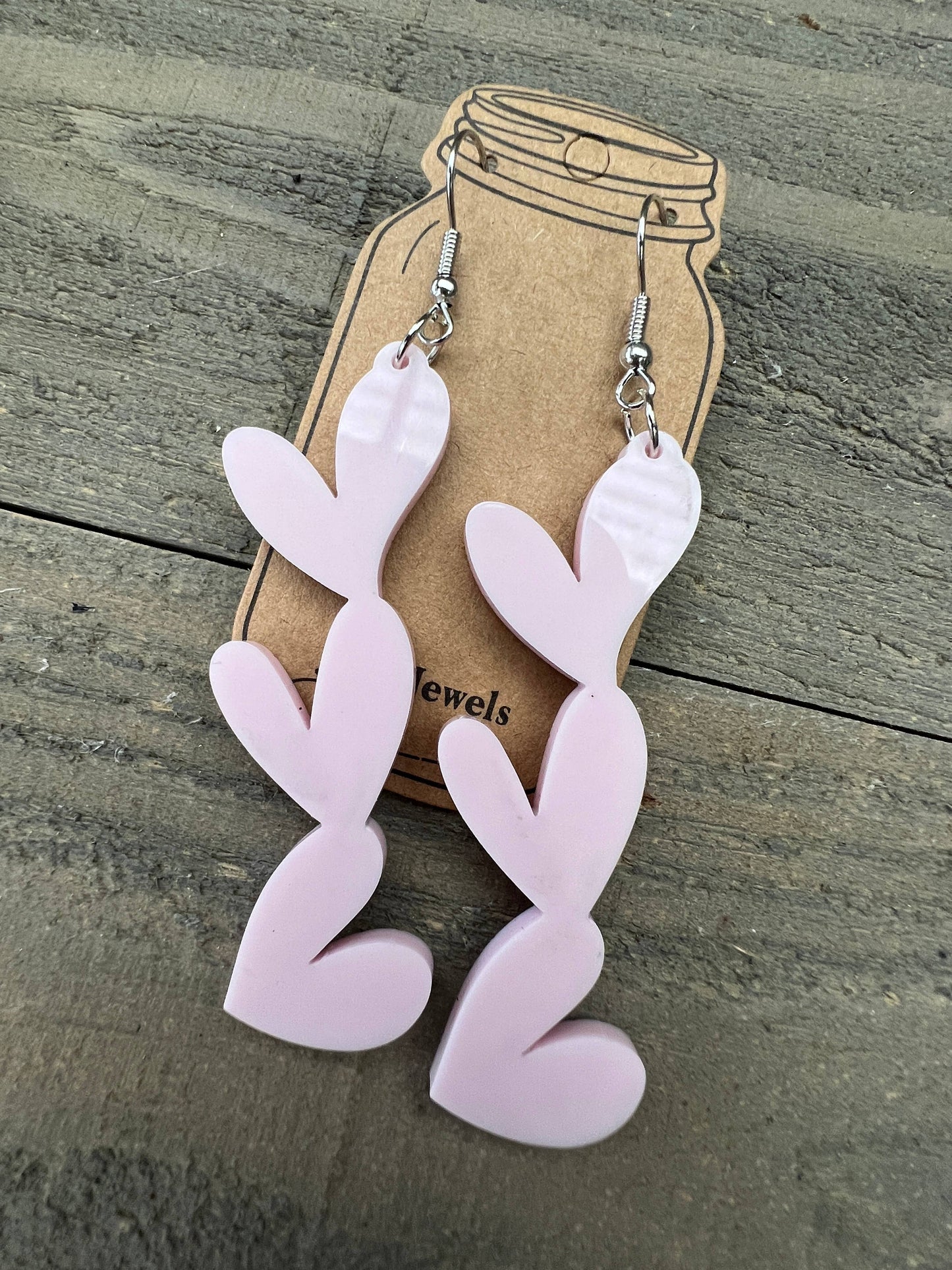 Light Pink Acrylic Stacked Heart Valentine's Earrings