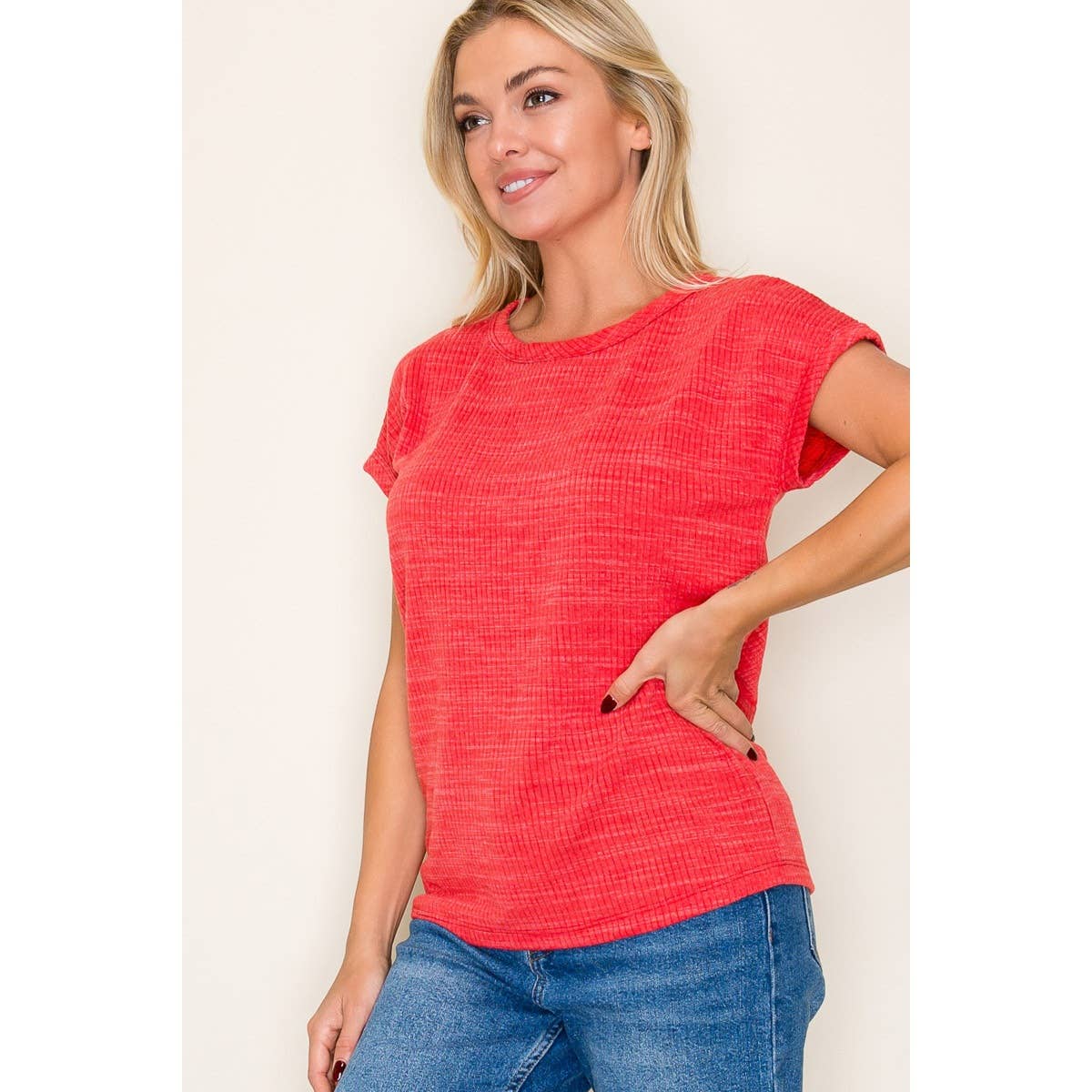 Staccato CREW NECK TEXTURED KNIT TOP Green