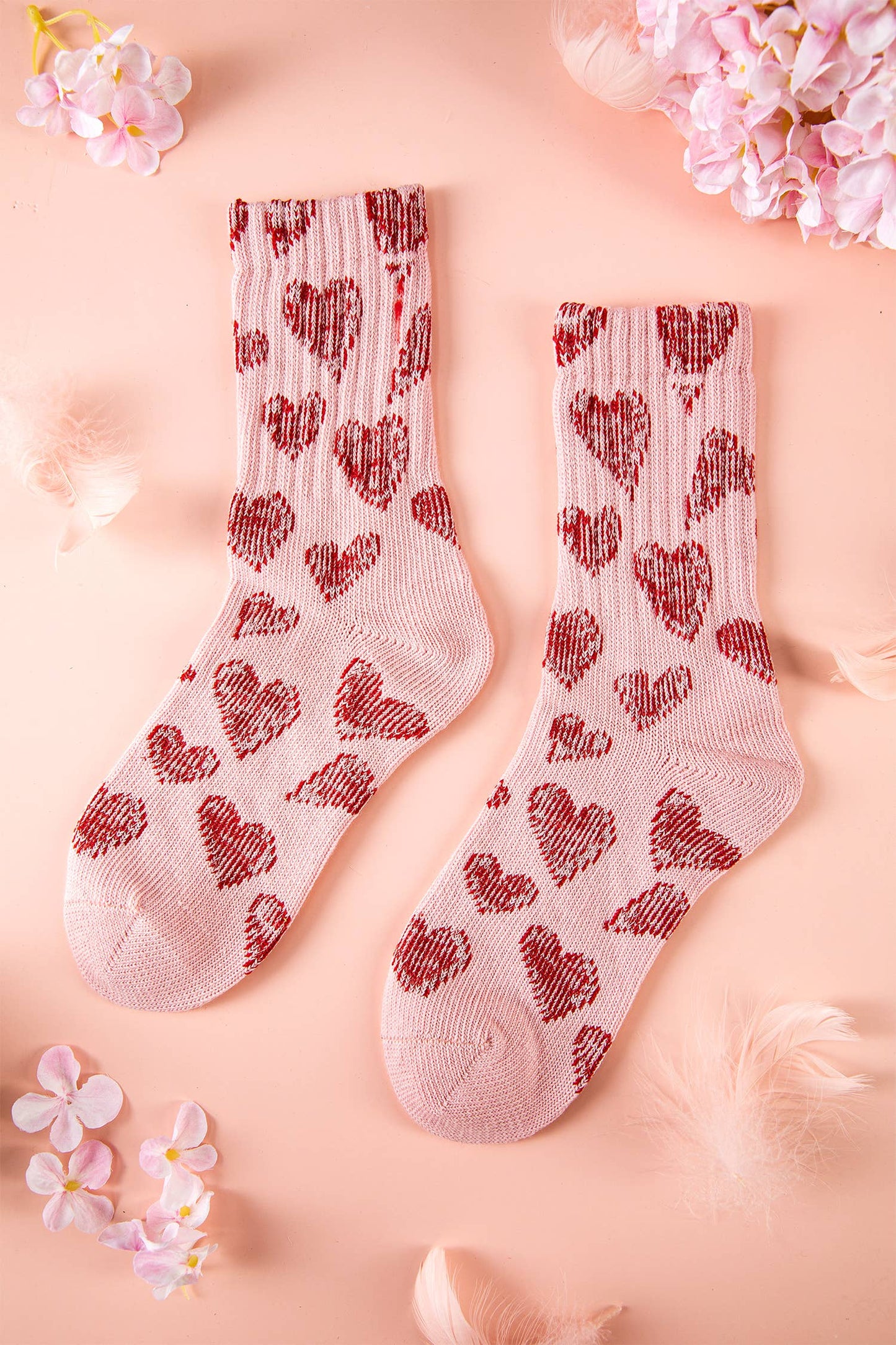 Vintage Heart Pattern Combed Cotton Socks
