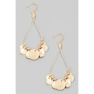 Coin Charms Tear Dangle Hook Earrings