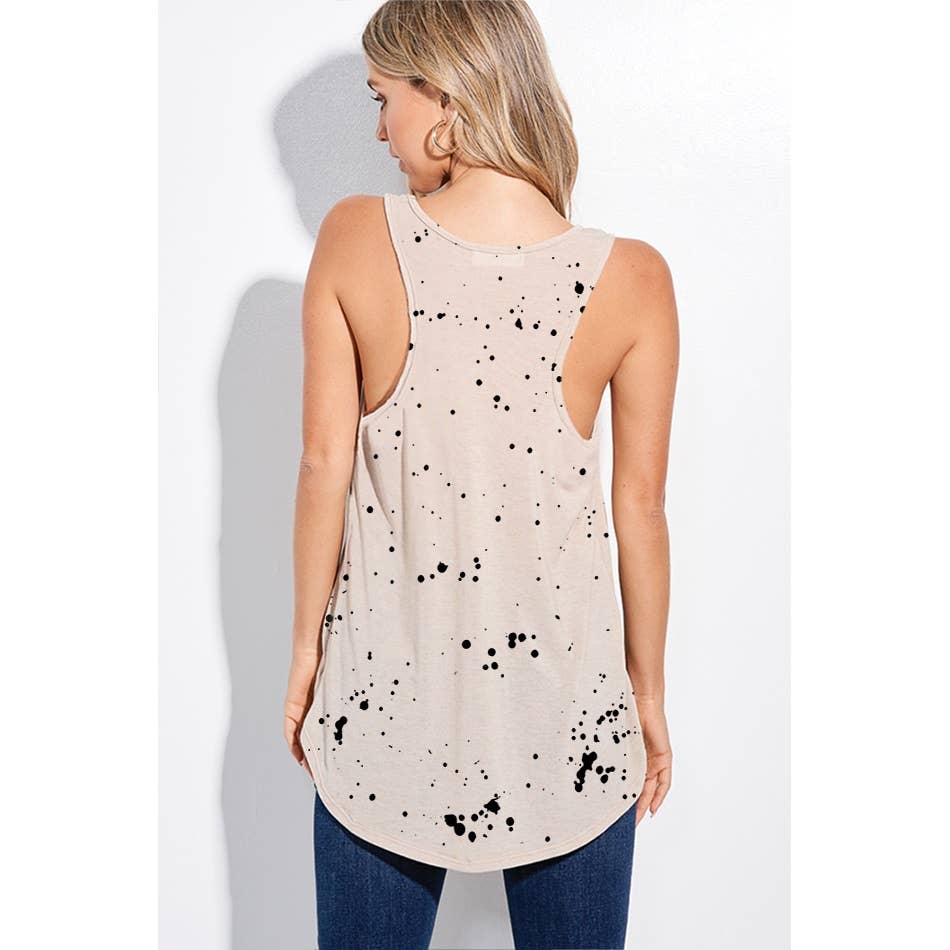 Western skull print tank top in charcoal