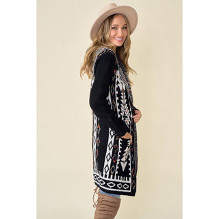 ***CLEARANCE **** Aztec Rainbow Long Sleeve Hooded Sweater Cardigan