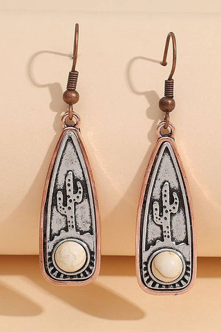 Retro Cactus white turquoise Earrings