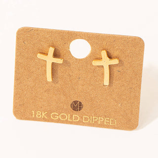 Curved Cross Stud Earrings