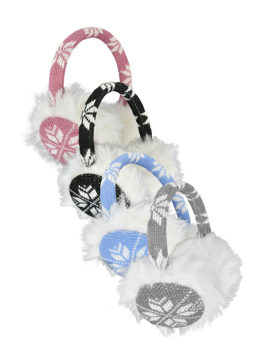 Ladies Snowflake & Faux Fur Earmuffs - 75336