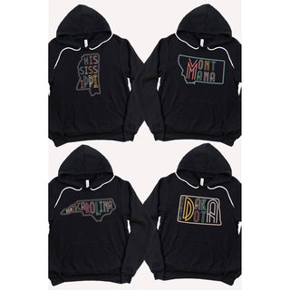 SOUTH DAKOTA Neon State Shape Graphic Hoodies