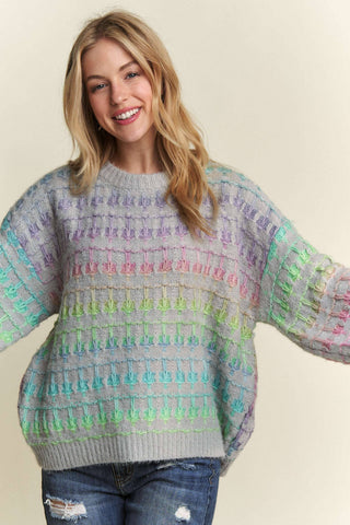 ***CLEARANCE *** Adora MULTI COLOR OMBRE SWEATER TOP