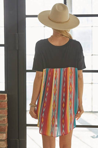 CLEARANCE JOCELYN SERAPE PRINT WOVEN BACK TUNIC