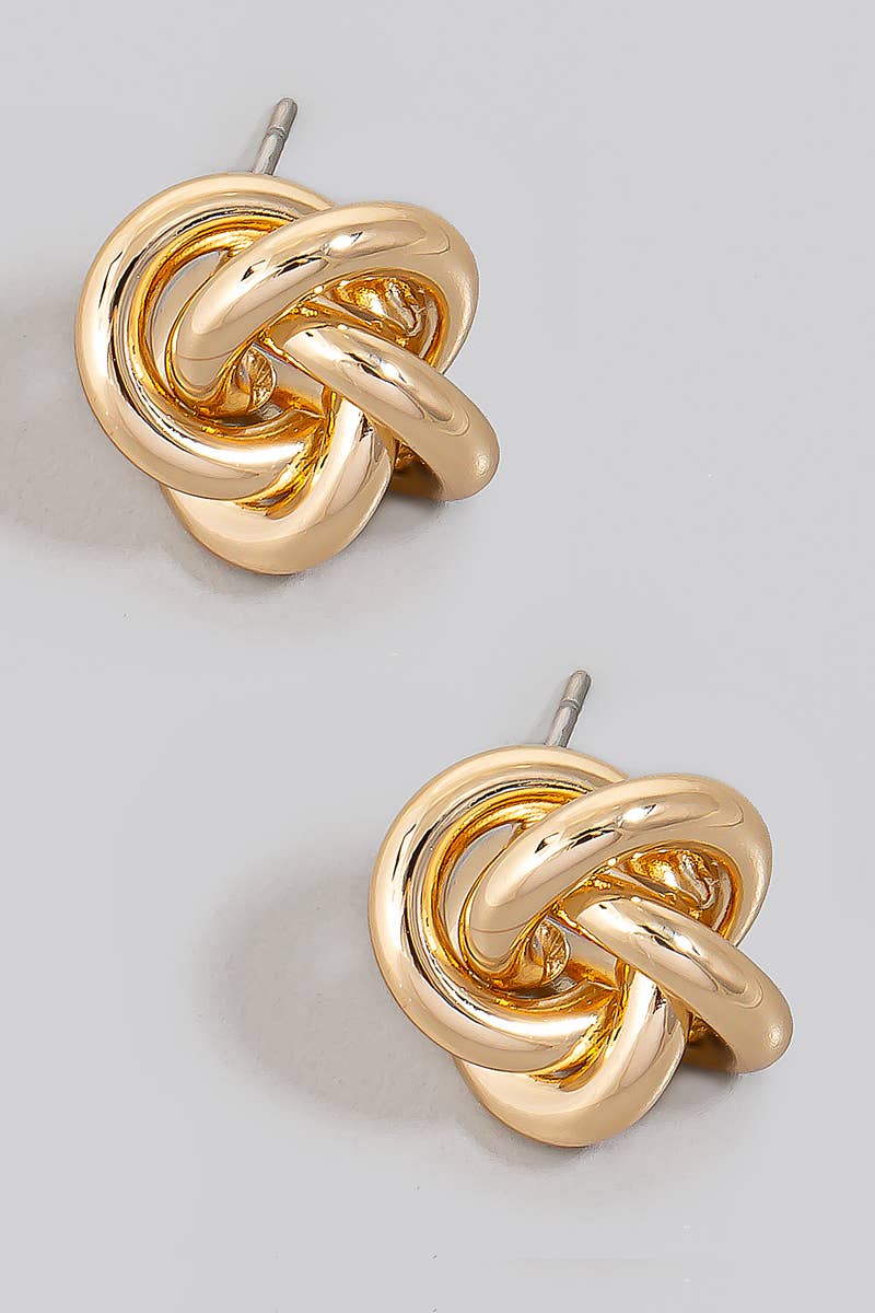 Small Metallic Knotted Stud Earrings