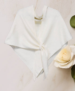 Cashmere-Blend Knit Triangle Shawl with Cross-Front Design