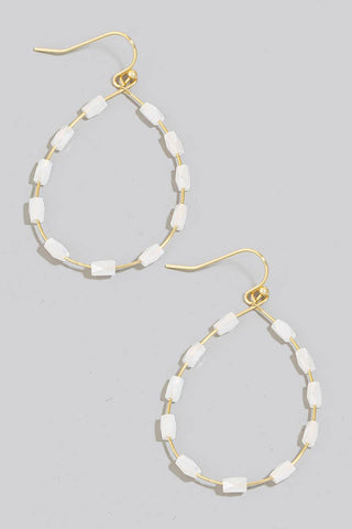 Faceted Glass Tube Beaded Tear Dangle Earrings