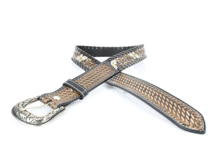 Floral Belt | White Painted Flowers & Whipstitch ABB-14-121