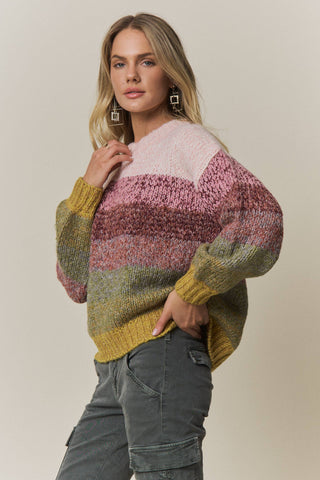 Adora COLORBLOCK KNIT PULLOVER SWEATER -
