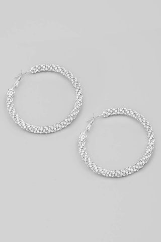Rhinestone Tube Latch Hoop Earrings
