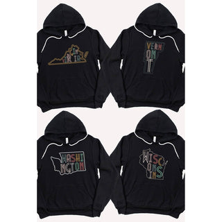 SOUTH DAKOTA Neon State Shape Graphic Hoodies