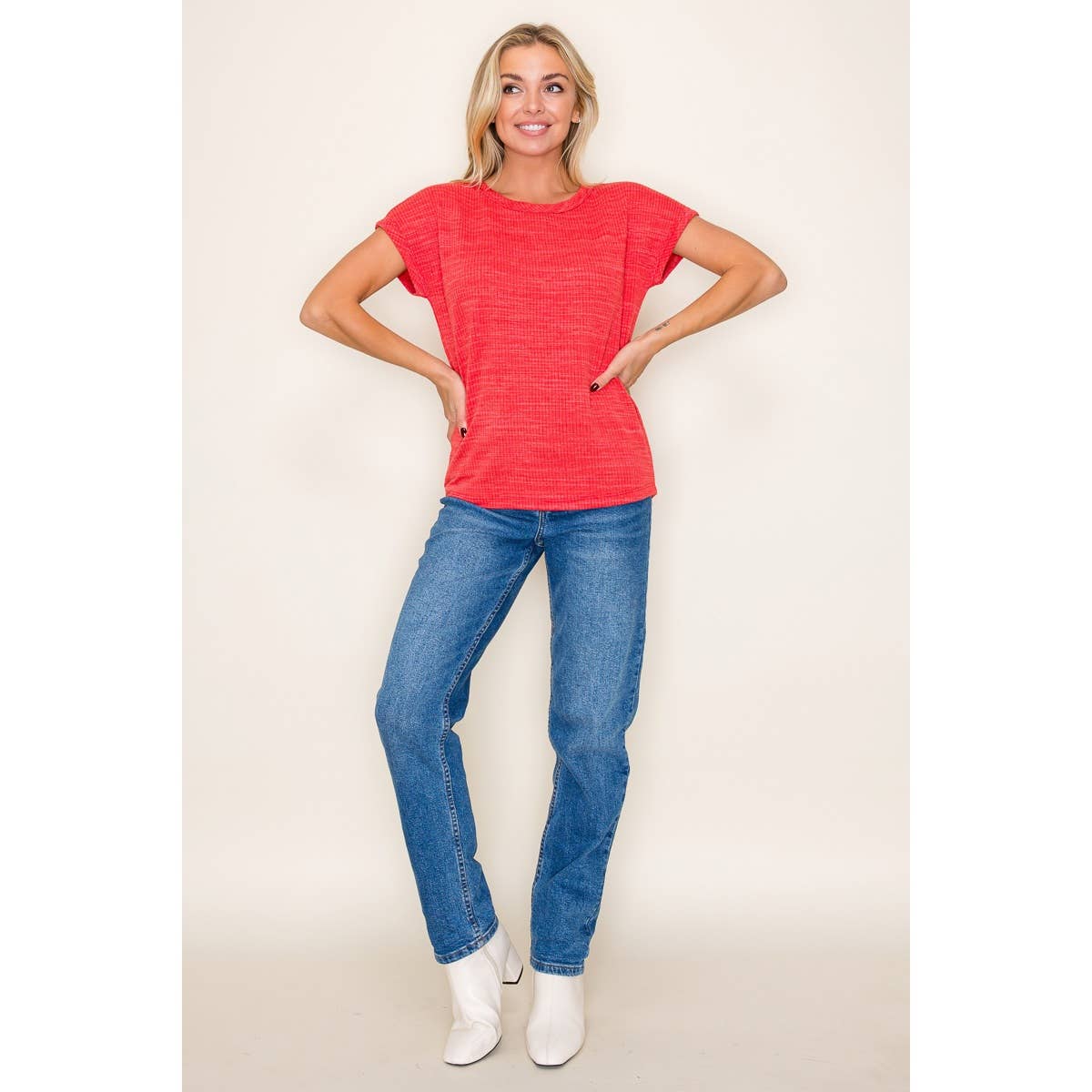 Staccato CREW NECK TEXTURED KNIT TOP Green