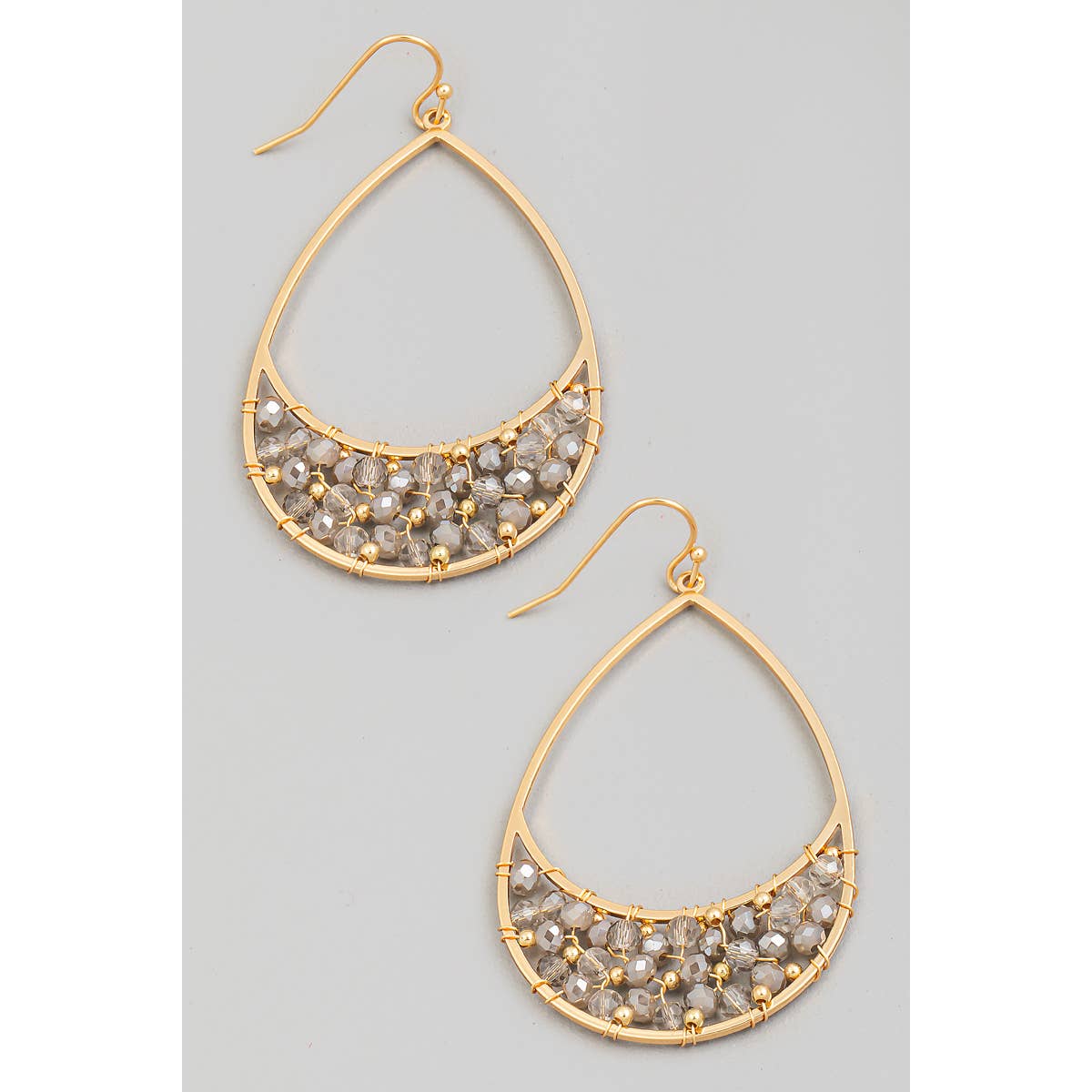 Beaded Crescent Tear Dangle Earrings