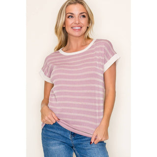 Staccato COLOR TRIM BANDED STRIPE TOP