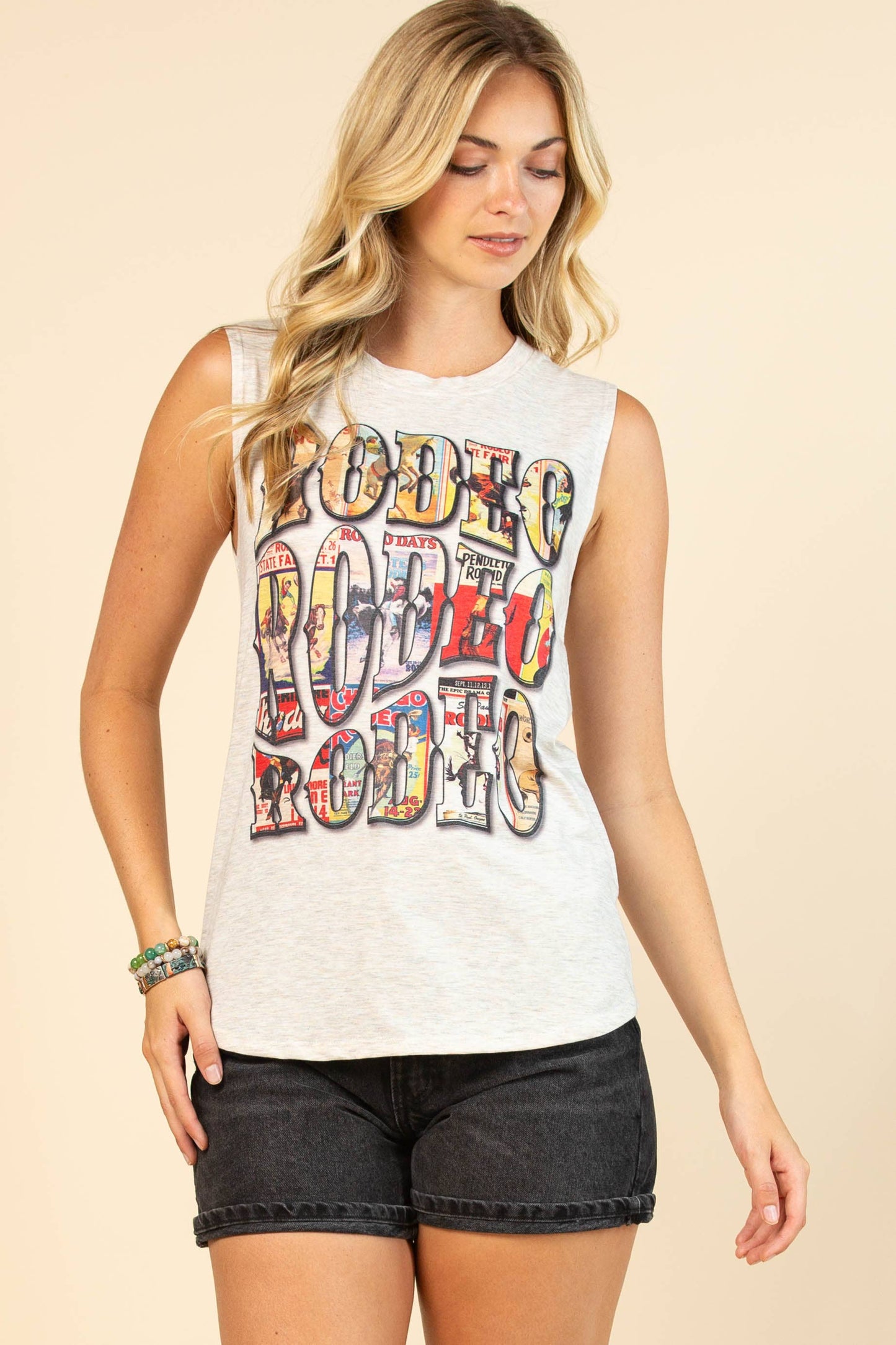 AVERY ANDIE VINTAGE RODEO GRAPHIC SLEEVELESS TOP