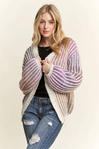 CLEARANCE MULTI COLOR OMBRE SWEATER CARDIGAN
