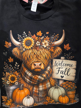 Highland Cow Fall Autumn Graphic t-shirt