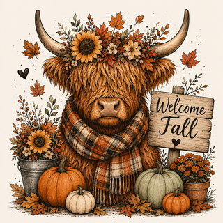 Highland Cow Fall Autumn Graphic t-shirt