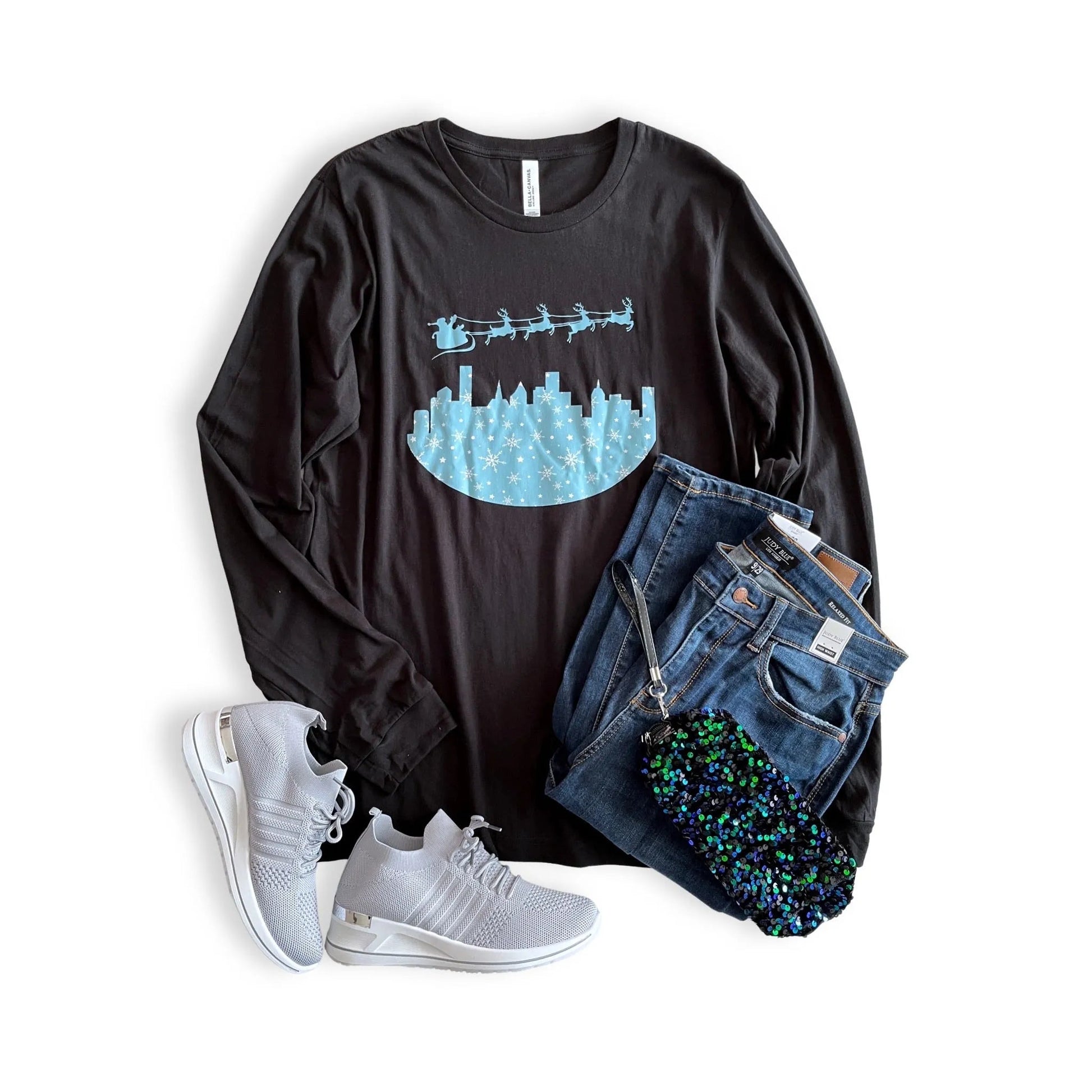 Santa's Sleigh Long Sleeve Graphic Tee