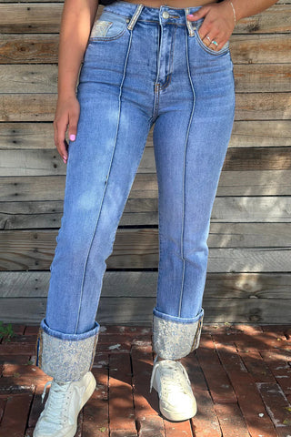 CLEARANCE KREEK Kreek Embroidered Cuffed Jeans