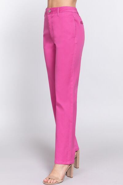 ACTIVE BASIC High Waist Straight Twill Pants