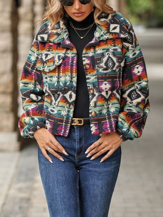 ***CLEARANCE**** AZTEC Geometric Dropped Shoulder Balloon Sleeve Outerwear